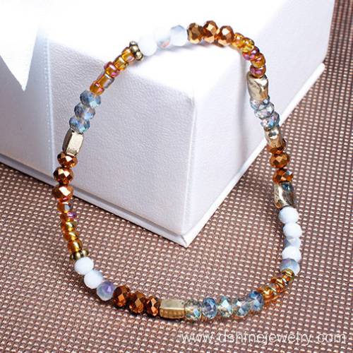 Handmade Three Layers Glass Crystal Faceted Beads Bracelet